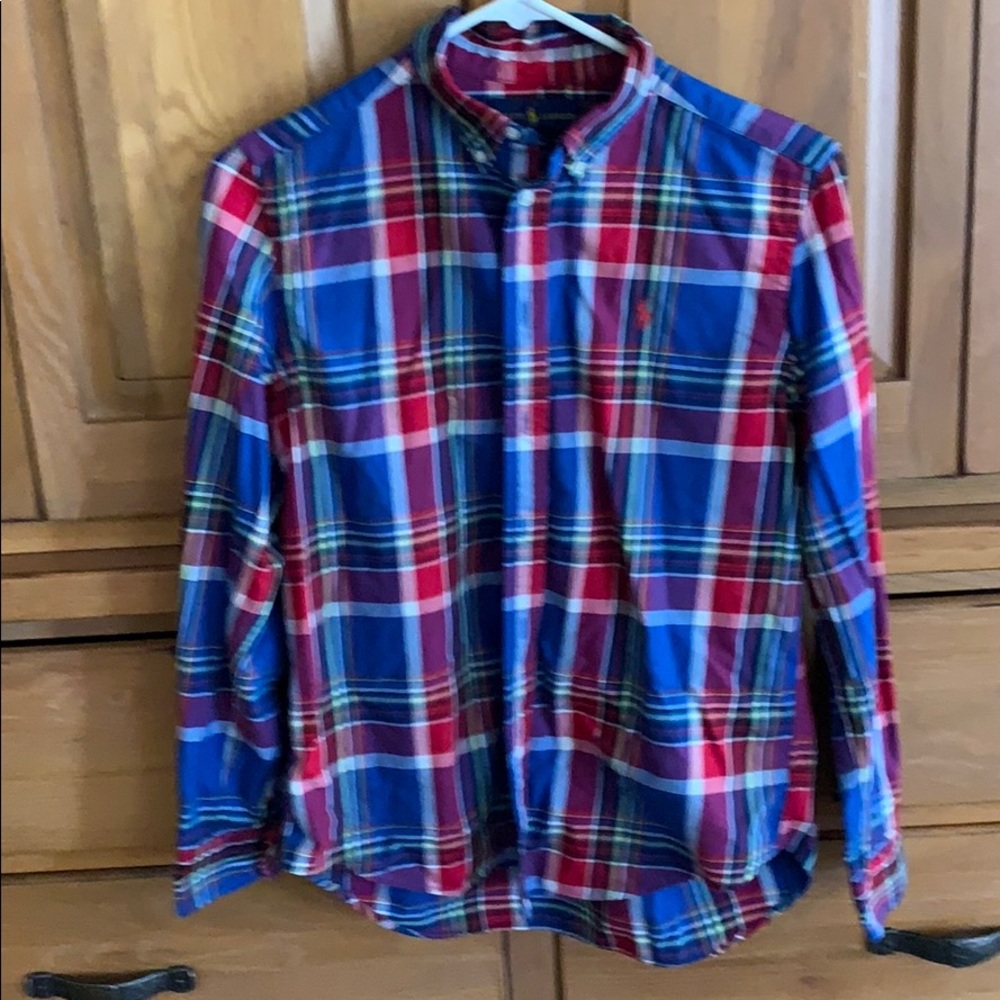 Polo youth large plaid button down